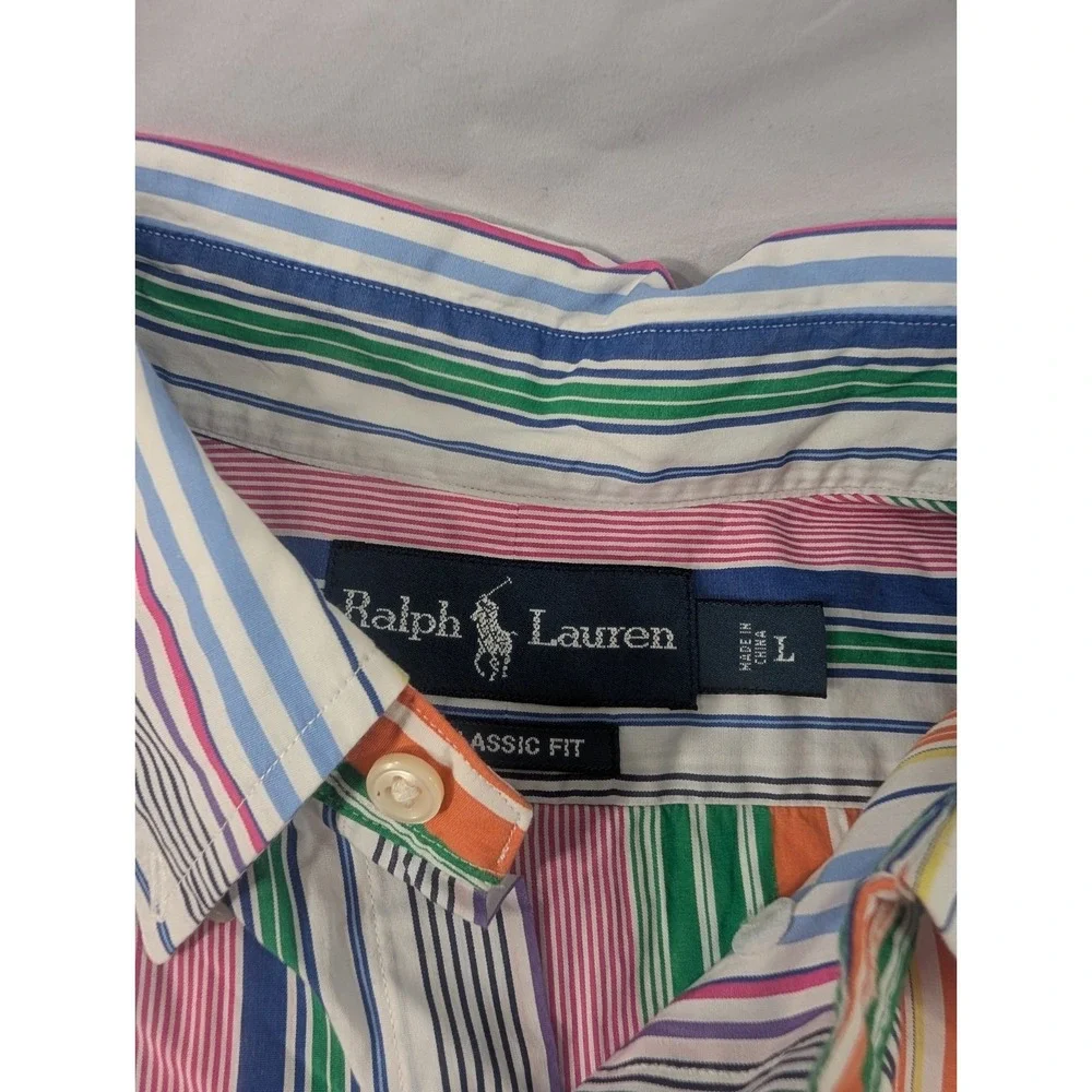 Polo Ralph Lauren Classic Fit Multi Color Shirt Mens Large Long Sleeve Button Up